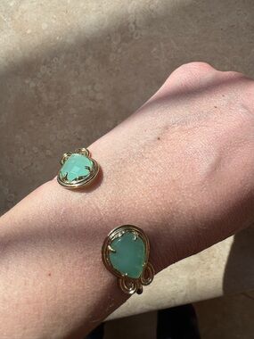 Kendra Scott Gold-Cuff Bracelet with Green Gemstone Accent
